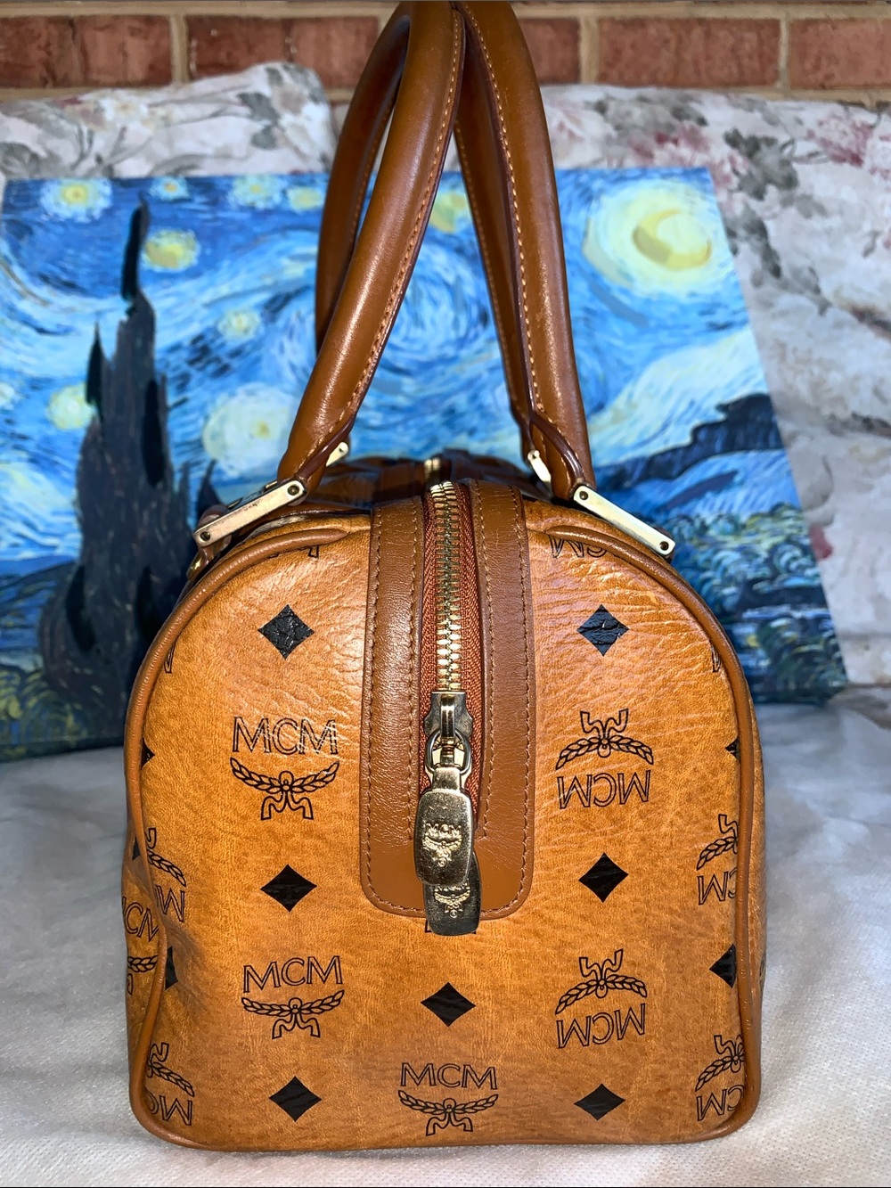 MCM Cognac Boston. with Charm - Picture 3 of 16